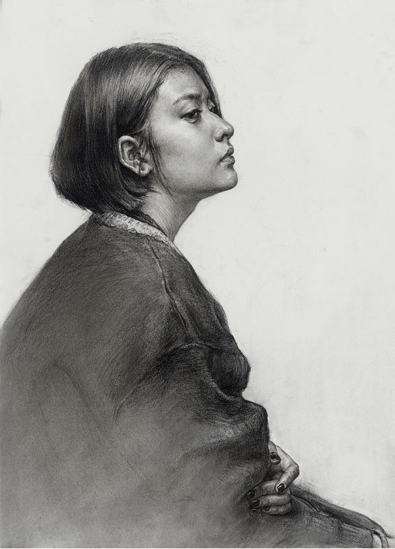 素描女青年一